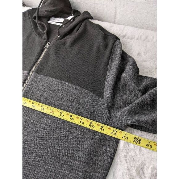 Calvin Klein Mens Black Gray Merino Wool Blend Full Zip Sweater Hoodie Jacket XL - Picture 6 of 7